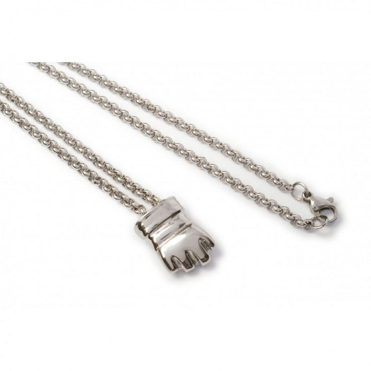 Collier avec Pendentif Gant de MMA Plaqué Or ou 100% inox – Maille forçat (50 ou 60 cm)