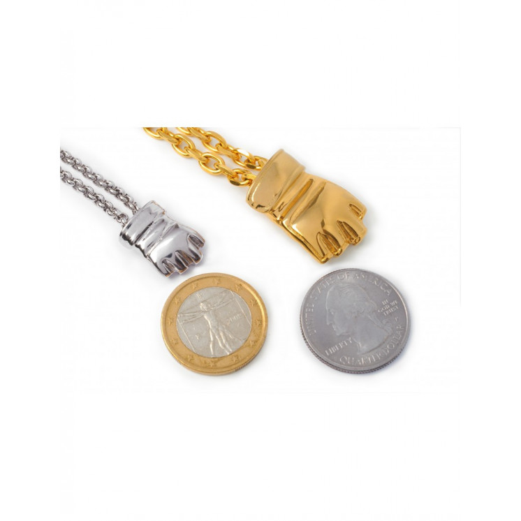 Collier Gant de MMA Plaqué Or ou 100% inox – Maille forçat (ou jaseron) 50 ou 60 cm