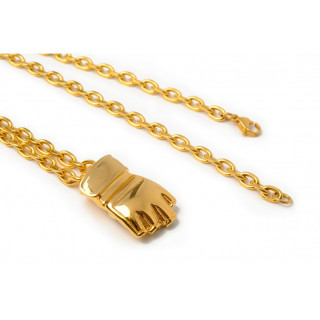 Collier Gant de MMA Plaqué Or ou 100% inox – Maille forçat (ou jaseron) 50 ou 60 cm
