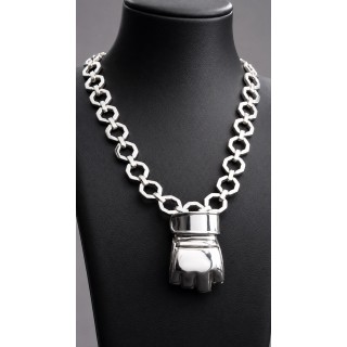 Collier MMA Gant & Octogone en Argent Massif 55 cm